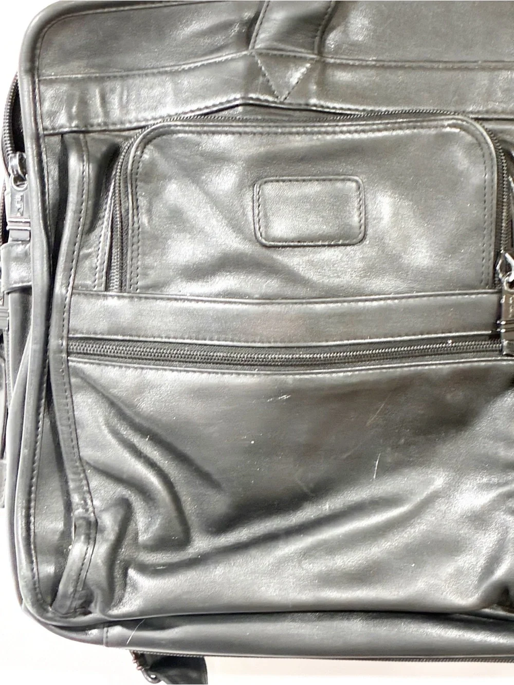 Tumi Alpha Collection T-pass Expandable Black Leather Laptop Briefcase Work